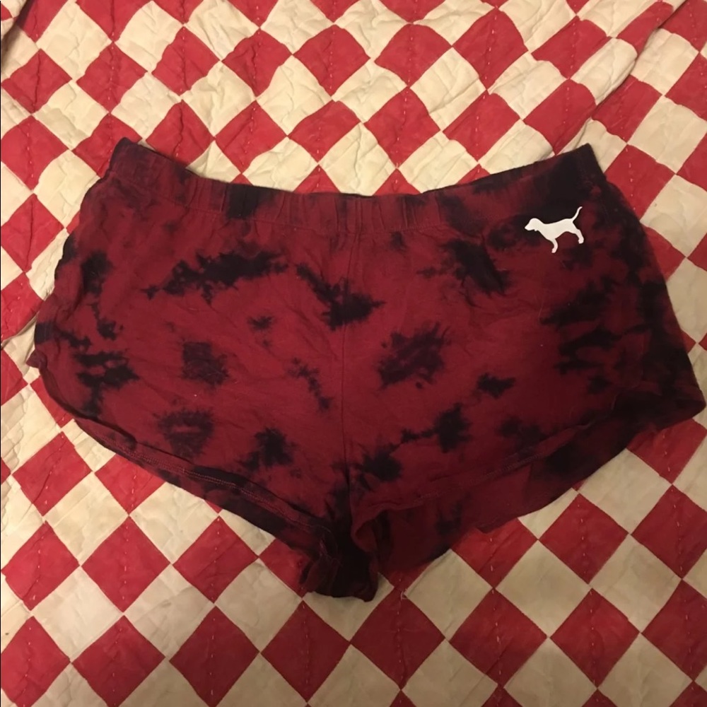 VS PINK tie dye blue and red shorts